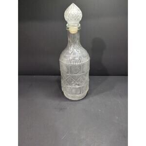 Federal Glass Clear Liquor Bottle 11" Tall, Vintage Bar‎ Accessories, Home Decor